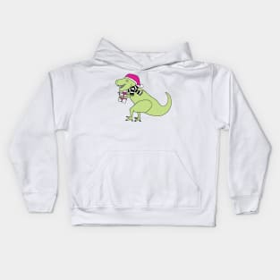 Pink Christmas T-Rex Kids Hoodie